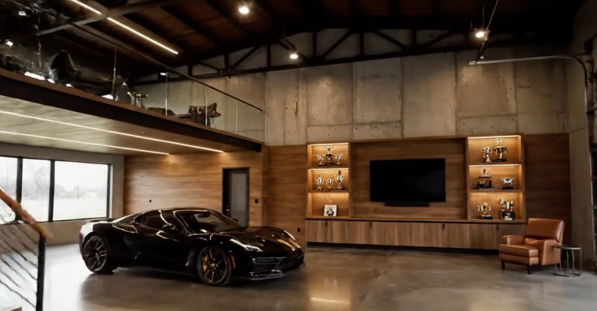 Modern garage design with contemporary finishes, LED lighting, and sleek architectural details