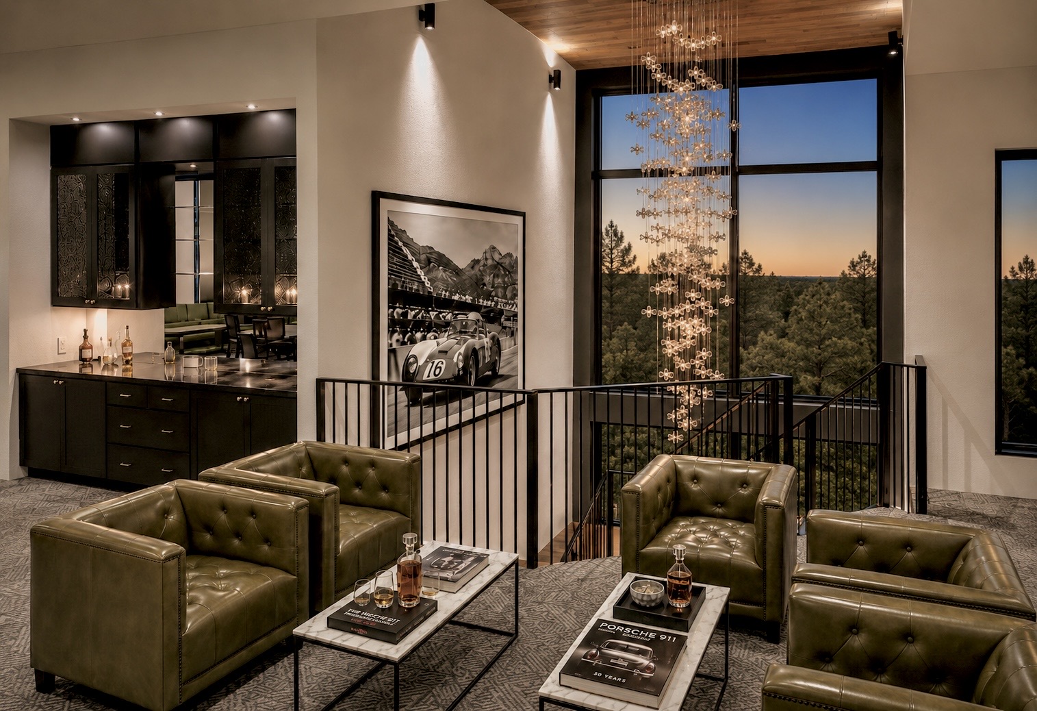 Elegant clubhouse dining and gathering area for member events